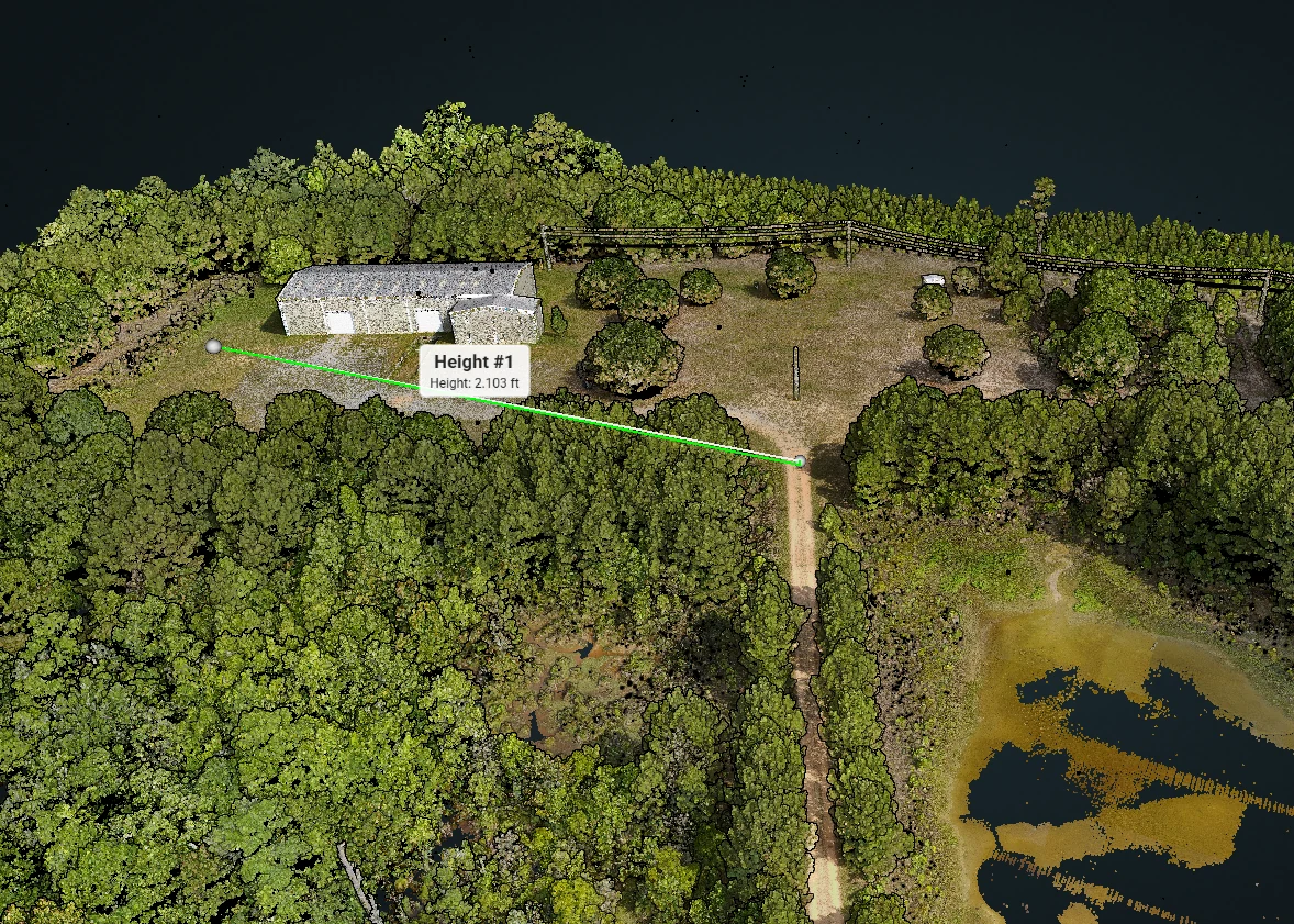 Colorized LiDAR construction site model with a measured property height